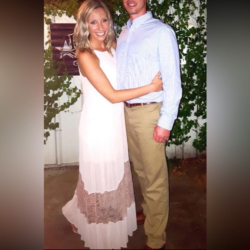 BCBGeneration Blush Maxi Dress with Lace Panels